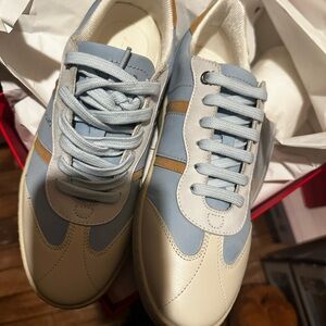 Salvatore Ferragamo Blue and Cream Sneakers